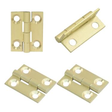 Imagem de Murtenze 4 peças mini dobradiças de latão sólido de 2,5 cm, dobradiças de armário de latão, dobradiças de caixa pequena, dobradiças de extremidade para armário, gaveta, caixa de madeira