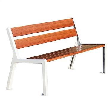 Imagem de ZzleoyuUUs-12 Banco de jardim ao ar livre, cadeira de parque ao ar livre, 150 cm, banco de terraço ao ar livre, assento e encosto planos, banco de pátio de alumínio fundido