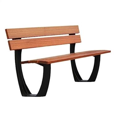 Imagem de ZzleoyuUUs-12 Banco de jardim ao ar livre banco de parque com encosto, moldura de alumínio fundido, adequado para pátios, quintais, terraços, caminhos, banco de pátio de pastagens