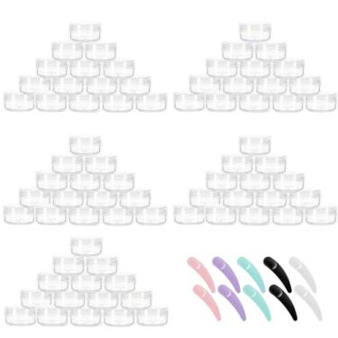 Imagem de 100 pacotes de recipientes cosméticos com tampas e 10 peças de espátula cosmética, recipientes para esfoliantes labiais vazios de 10 g para maquiagem
