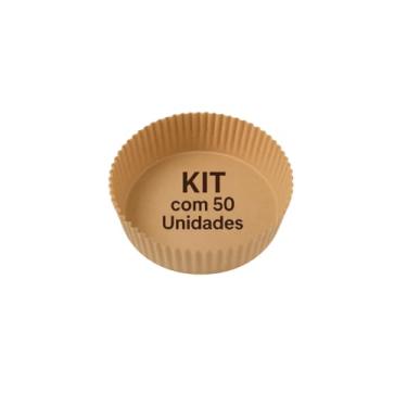 Imagem de Forma De airfryer Papel Descartável Redondo Antiaderente Forro de Fritadeira Kit com 50 Unidades