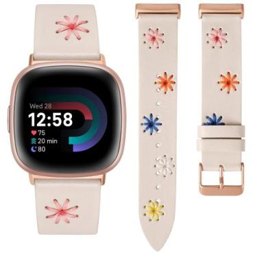 Imagem de Watch Band Wearlizer Leather para mulheres Fitbit Versa 4/Versa 3/Sens