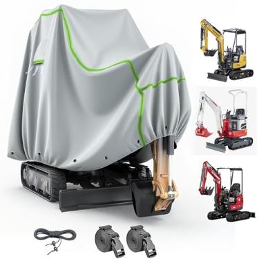 Imagem de Capa para miniescavadeira serve para modelos de 1,360.8-1,814.4 kg, capas de mini escavadeira à prova d'água compatíveis com Bobcat E20/Kubota U17/Caterpillar/John Deere 17G, capa de escavadeira 600D