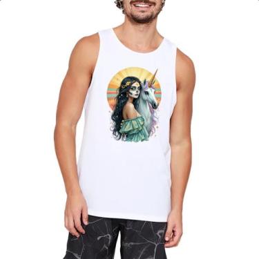 Imagem de Camiseta Regata Caveira catrina e o unicornio - Alearts, M