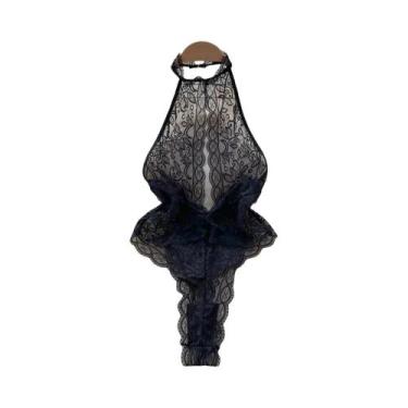 Imagem de Body de Renda Cinza Sexy - Sem Alças, Mangas e Costas - Lingerie Femin