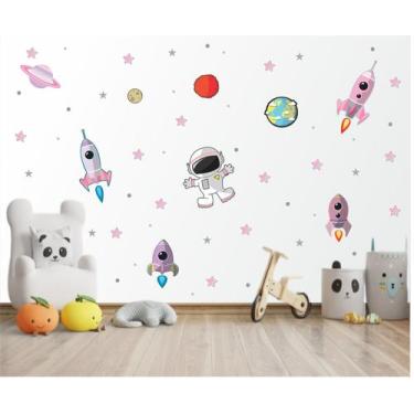 Imagem de Adesivo de Parede Infantil Astronauta Galaxia e Foguetes - Colakoala A