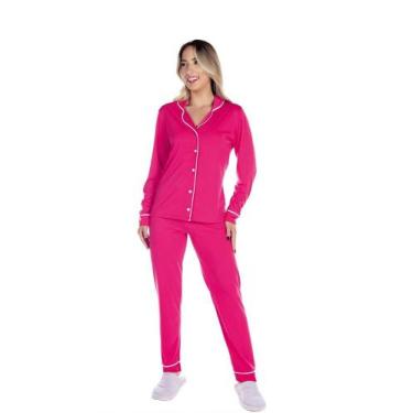 Imagem de Conjunto Pijama Americano Aberto Feminino Adulto Inverno Longo Suede C