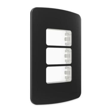 Imagem de Placa 4x2 Margirius 3 postos c/ Suporte B3 Preto, Preto