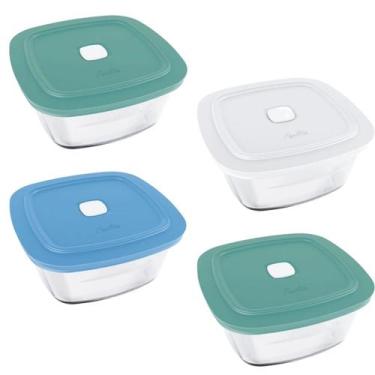 Imagem de Kit 4 Pote de Vidro Marinex Facilita Vap 2L Quadrado Nadir