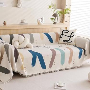 Imagem de Cobertor 180x230 Para Sofá Cobertor Macio E Aconchegante Capa De Sofá Antiderrapante Multifuncional Em Algodão E Linho Para Sofá E Sofá Cadeira Durável Resistente Ao Desgaste, D, 180x130