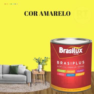 Imagem de Tinta de Parede Semi Brilho Amarelo Brasiplus 800ml Acrilica Lavável. 