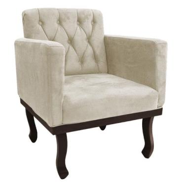 Imagem de Poltrona Decorativa Classic Pés Luiz XV Linho - Amarena Móveis, Bege