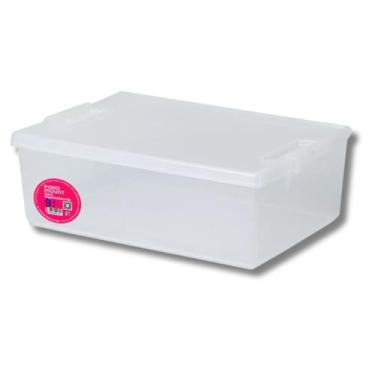 Imagem de Caixa Organizadora Multiuso Retangular Transparente 9 Litros com tampa 38x25cm Para Cozinha | Despensa Escritório | Gavetas de Ármário Guarda Roupa | Banheiro | Lavanderia | Área de Serviço