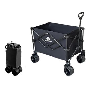Imagem de Blackpongo Vagão dobrável com rodas, carrinhos de 100 kg, carrinho dobrável com alça flexível, leve e portátil, utilitário, carrinho de compras de mercearia, esportivo, jardim, acampamento (preto)