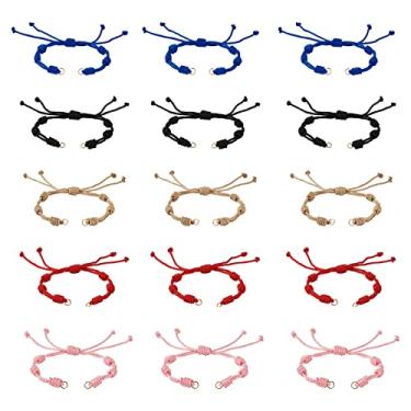Imagem de Sparkeads 10 pulseiras ajustáveis trançadas com anéis de salto abertos, fio encerado colorido meio acabado, pulseira deslizante de nylon para pulso, faça você mesmo, pulseira de amizade para fazer
