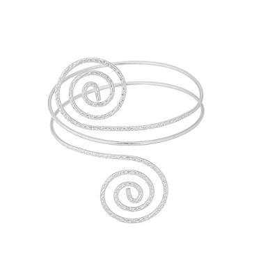 Imagem de Bracelete de braço dourado prateado para mulheres, aberto ajustável, espiral, braçadeira, asas de anjo, minimalista, para parte superior do braço, joia, joia de festa, 1, não, Sem Pedra Preciosa
