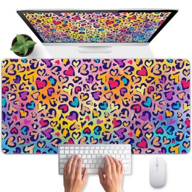 Imagem de Lalumix Tapete de mesa Cyberpunk Love Leopard, mouse pad grande colorido para mulheres meninas tapete de mouse grande para jogos, impermeável, trabalho, casa, escritório, teclado de computador, laptop