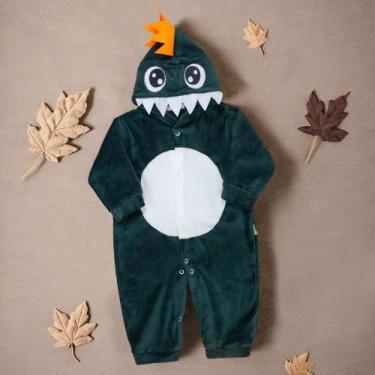 Imagem de Macacão Plush para Bebê com Capuz Bordado - Diversas Cores até 12 Mese