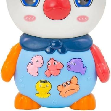 Imagem de Teclado Piano Musical Infantil Bebê Pinguim Azul  Brinquedo Educativo com Som Divertido, Luzes e Aprendizado