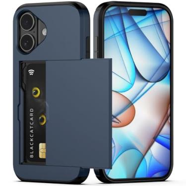 Imagem de Nvollnoe Capa para celular compatível com iPhone 17 com suporte de cartão de camada dupla resistente à prova de choque com compartimento oculto para cartão fina para mulheres e homens 6,3 polegadas