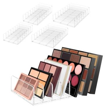 Imagem de XYTZHSAI Pacote com 4 organizadores de paleta de maquiagem de acrílico, organizador de paleta de sombras de 7 seções, suporte de armazenamento de contorno, suporte de exibição de sombra para