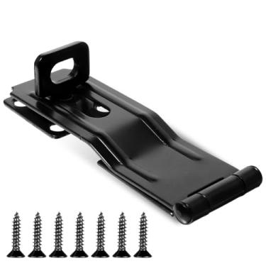 Imagem de Trava de ferrolho de porta, cadeado de segurança de aço inoxidável, ferrolho de segurança giratório de 10 cm, fecho de ferrolho para cerca, portão, armário, gaveta, preto