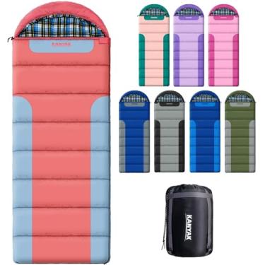 Imagem de Sacos de dormir para adultos, adolescentes, clima frio e quente, 3 estações, saco de dormir de flanela de algodão, leve, equipamento essencial para acampamento, caminhadas, atividades ao ar livre