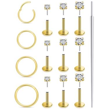 Imagem de Xnsjeyy 20G 18G 16G Brincos de nariz sem rosca com costas planas 316L aço cirúrgico tragus para frente hélice concha cartilagem lóbulo brincos stud medusa labret piercing argola de joias para mulheres