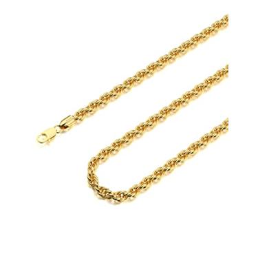 Imagem de Colar de prata esterlina 925 fecho lagosta banhado a ouro 18 k 3 mm de cordão de corte de diamante para mulheres homens colar corrente de ouro 40 a 76 cm, 16, Aço inoxidável, Sem pedras preciosas