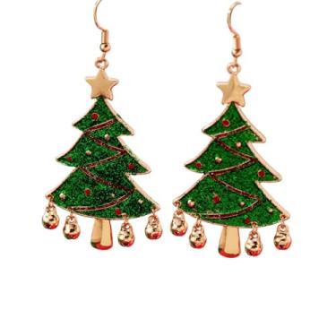 Imagem de Brincos femininos com pingente de árvore de Natal, enfeite fofo de Natal, sininhos de sininho para pendurar, festas festivas, fantasias, brincos, bijuterias modernas