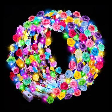 Imagem de Bandanas LED Flower Crowns HONLYNE 24 unidades para mulheres e meninas