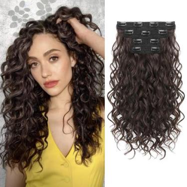 Imagem de Extensões de cabelo REECHO Curly 40cm Clip em marrom chocolate