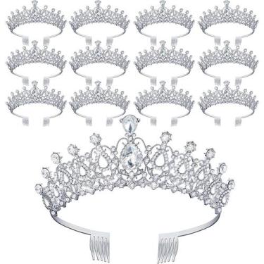 Imagem de Conjunto de tiara e coroa de princesa Loetere Crystal para mulheres
