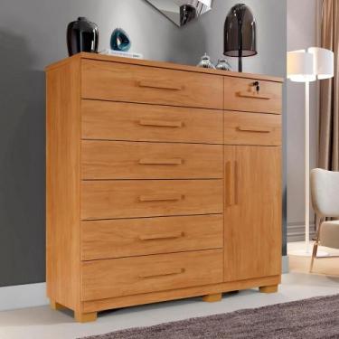 Imagem de Cômoda Bela Plus 8 Gavetas e 1 Porta Cinamomo - Tudo de Móveis
