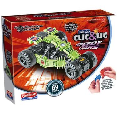 Imagem de Brinquedo Carro Carrinho Montar Interativo Clic & Lig 69 Peças Speedy 