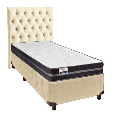 Imagem de Cama Box + Colchão Solteiro Molas Ultralastic Bogota Inducol + Cabeceira Estofada