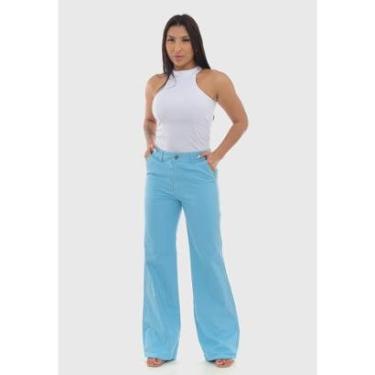 Imagem de Calça Feminina 7920 Wide Leg Azul Claro-Feminino