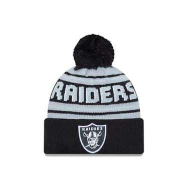 Imagem de New Era Chapéu masculino preto de malha com punho principal Las Vegas Raiders com pompom