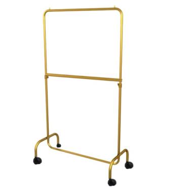 Imagem de Arara Desfile Dupla Com Rodinhas De Chao Desmontavel - Loja Closet 80CM (Dourada)