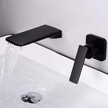 Imagem de RAUGAJ Torneiras, torneira de lavatório torneira de banheiro torneira de cascata embutida torneira de pia torneira misturadora de lavatório conjunto de torneiras combinação/preto