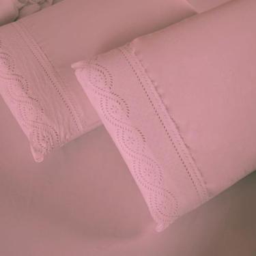 Imagem de Jogo de Lençol 3 Peças Casal Padrão/ Queen Percal 400 Fios Lese Bordad