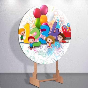 Imagem de Decoração com capa painel redondo Abc Numeros e Letras festa infantil 