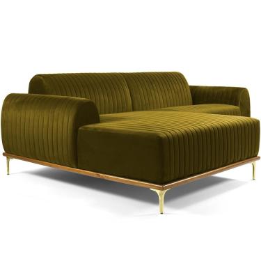 Imagem de Sofá 6 Lugares com Chaise Esquerdo Para Sala Molino 350cm D02 Veludo Mostarda C-260 - Lyam Decor