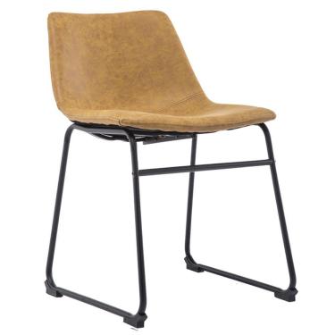 Imagem de Cadeira Decorativa Sala de Estar Recepção Fixa Maia PU Sintético Caramelo - Gran Belo