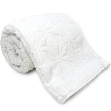 Imagem de Toalha de Banho Gigante Dohler Confort 500 g/m2 100% Algodão Felpuda Macia - Barra Jacquard Aveludada (Estrelas Branco 07)