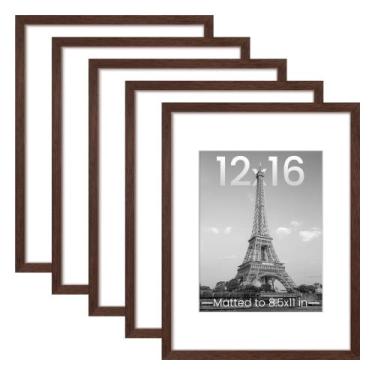 Imagem de Conjunto simples de 5 molduras marrons 12x16 para fotos de 8,5x11 - up