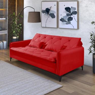 Imagem de Sofa Cama Yara 3 Lugares Reclinavel Suede Moderno - Dcazza, Vermelho