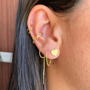 Imagem de Brinco fashion coração e corrente - Taila Joias