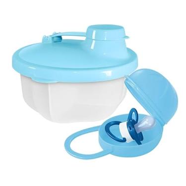 Imagem de Kit Protetor De Chupeta Porta Chupeta Com Alça E Porta Leite Em Pó E Fórmula Infantil 3 Divisorias (Azul)