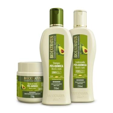Imagem de Kit Bio Extratus Pós-Química (250mL/g) Shampoo, Condicionador e Banho de Creme
